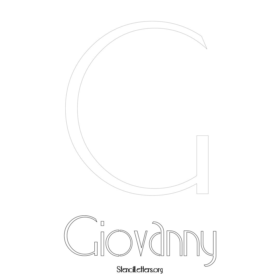 Giovanny printable name initial stencil in Art Deco Lettering