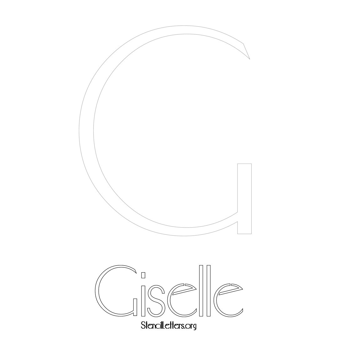 Giselle printable name initial stencil in Art Deco Lettering