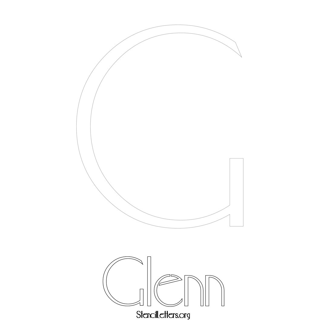 Glenn printable name initial stencil in Art Deco Lettering