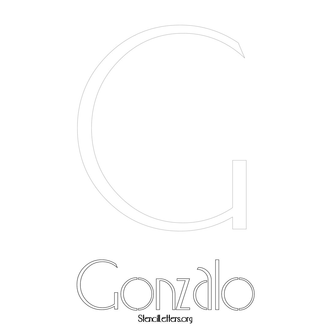 Gonzalo printable name initial stencil in Art Deco Lettering