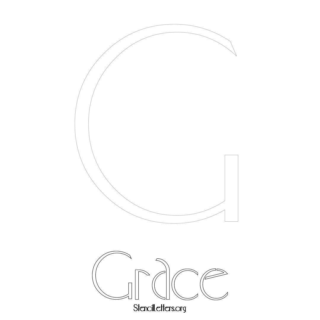 Grace printable name initial stencil in Art Deco Lettering