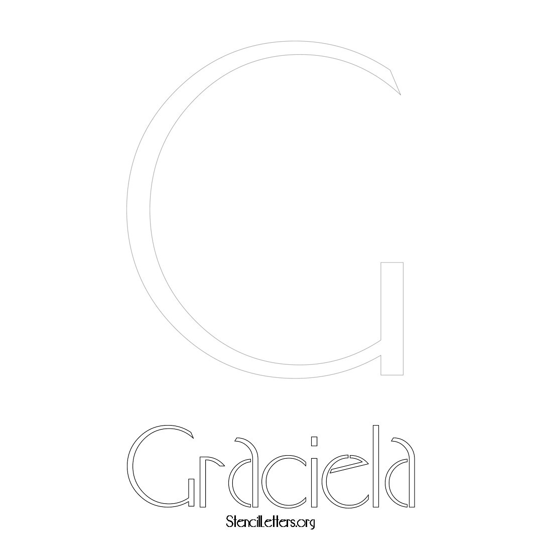 Graciela printable name initial stencil in Art Deco Lettering