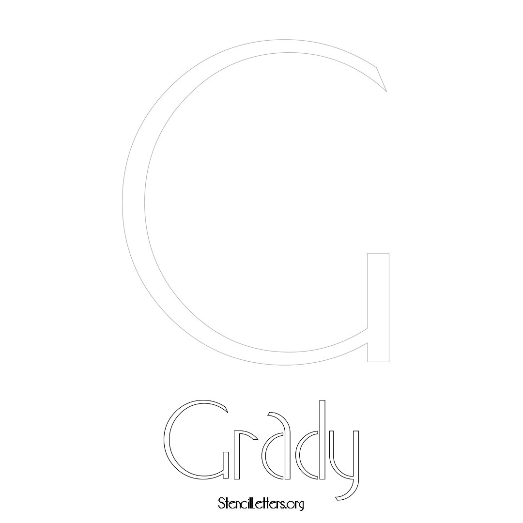 Grady printable name initial stencil in Art Deco Lettering