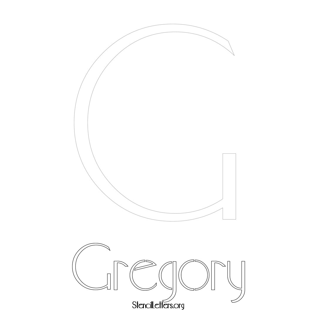 Gregory printable name initial stencil in Art Deco Lettering