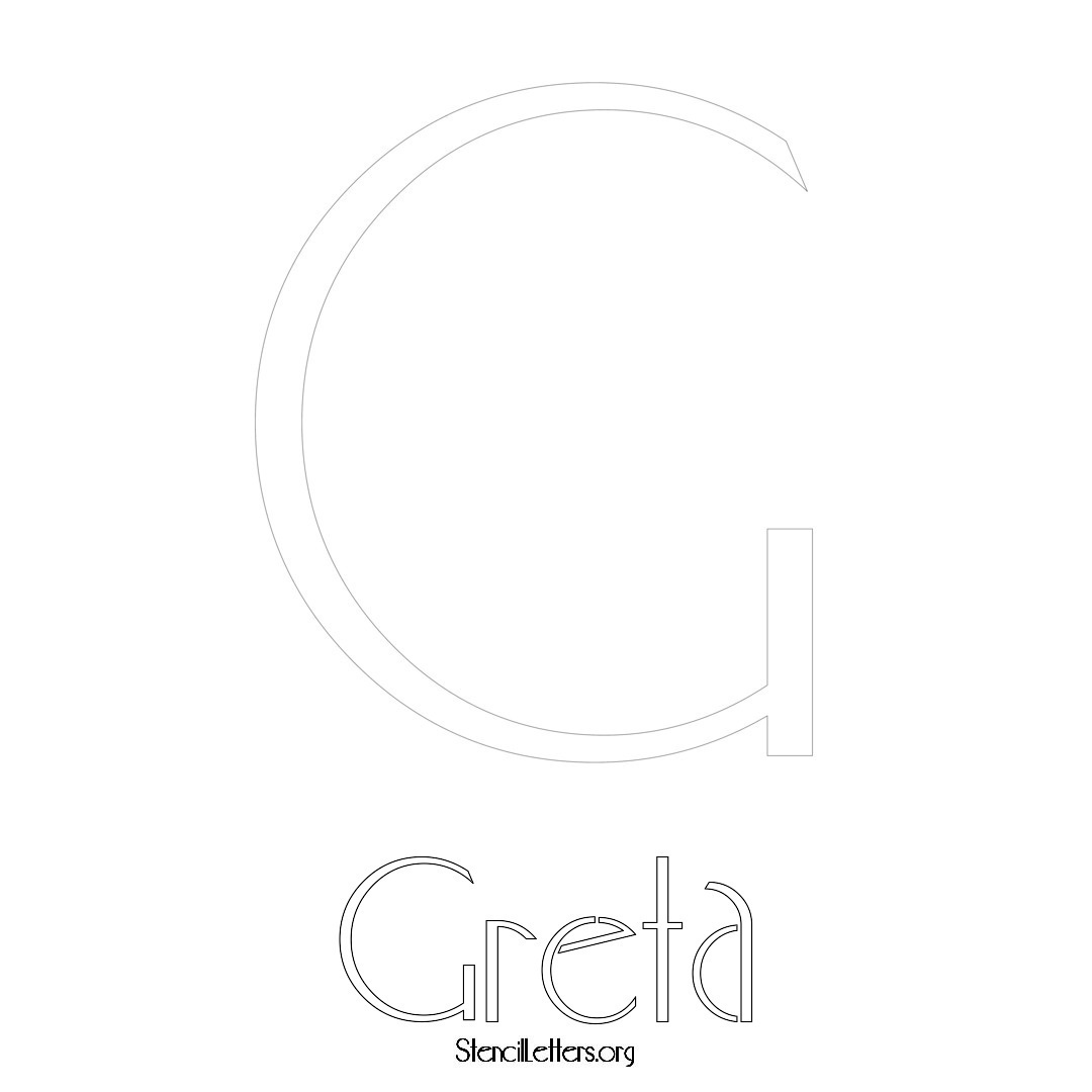 Greta printable name initial stencil in Art Deco Lettering