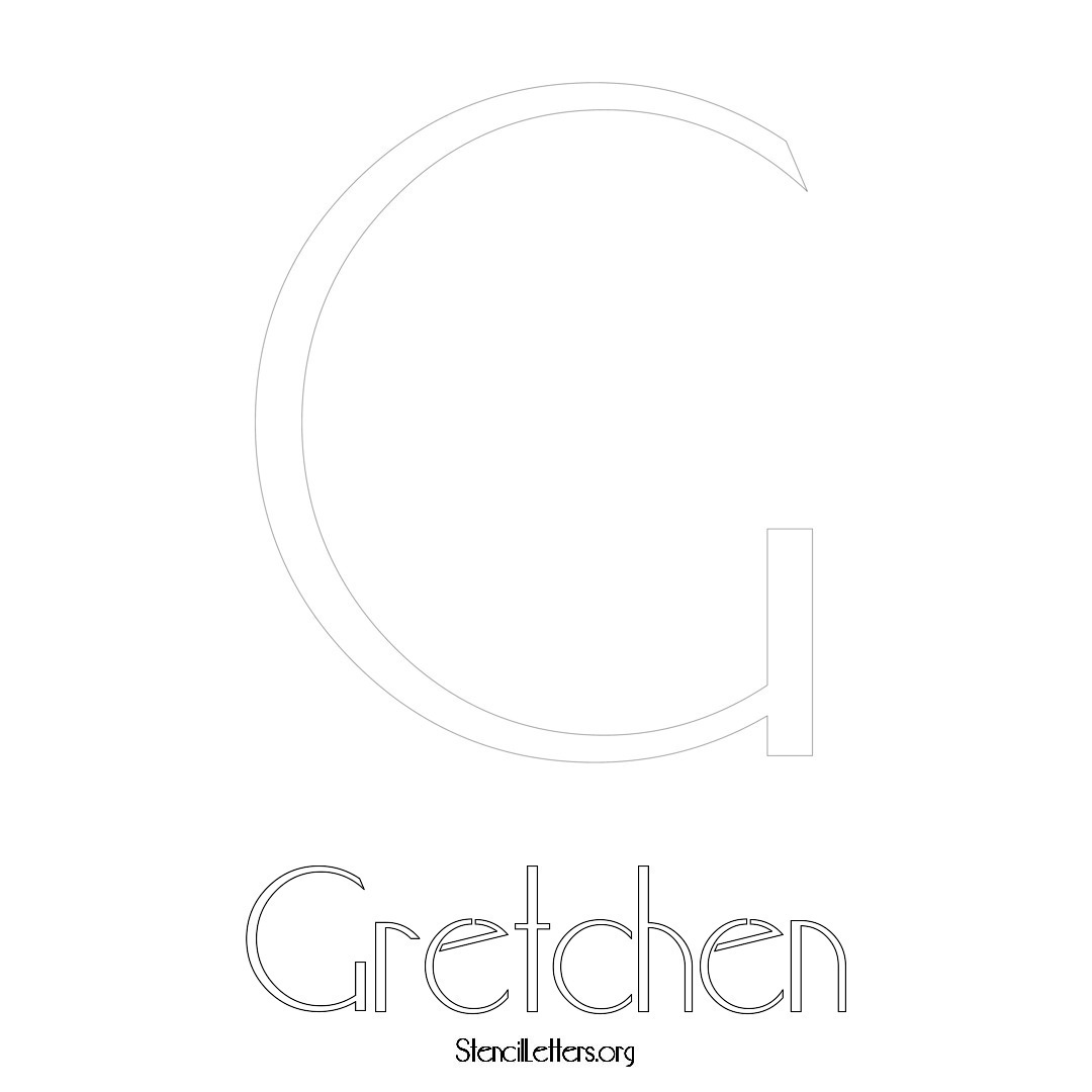 Gretchen printable name initial stencil in Art Deco Lettering