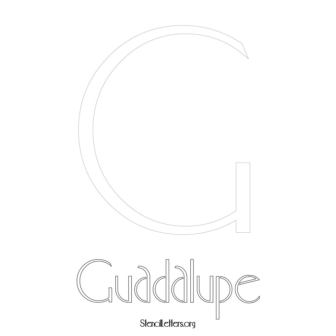 Guadalupe printable name initial stencil in Art Deco Lettering