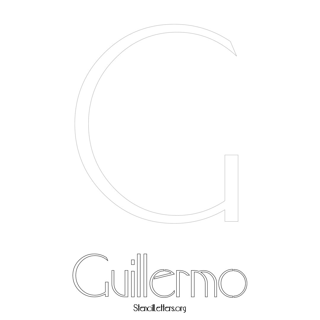 Guillermo printable name initial stencil in Art Deco Lettering