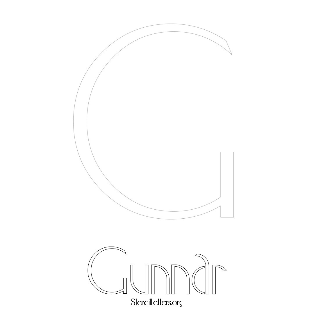 Gunnar printable name initial stencil in Art Deco Lettering