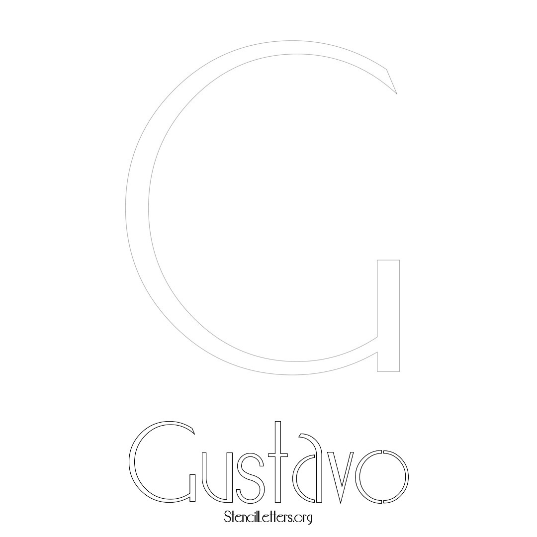 Gustavo printable name initial stencil in Art Deco Lettering