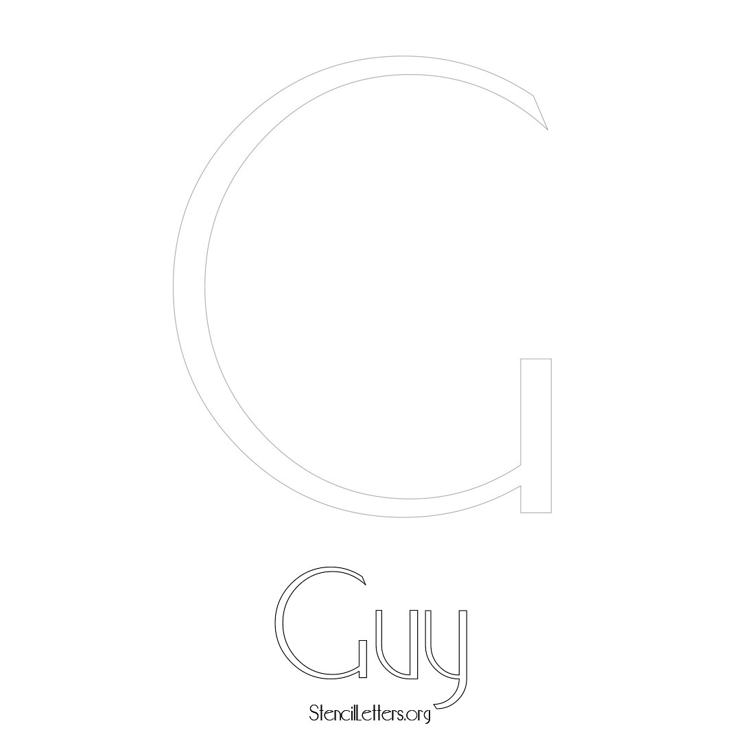 Guy printable name initial stencil in Art Deco Lettering