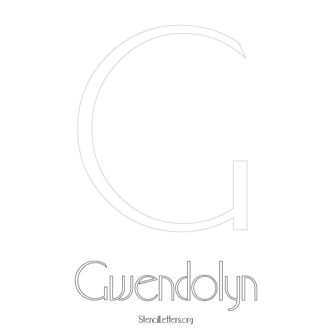 Gwendolyn printable name initial stencil in Art Deco Lettering