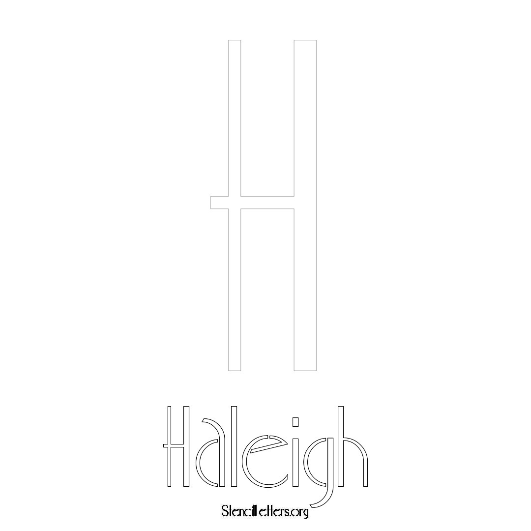 Haleigh printable name initial stencil in Art Deco Lettering