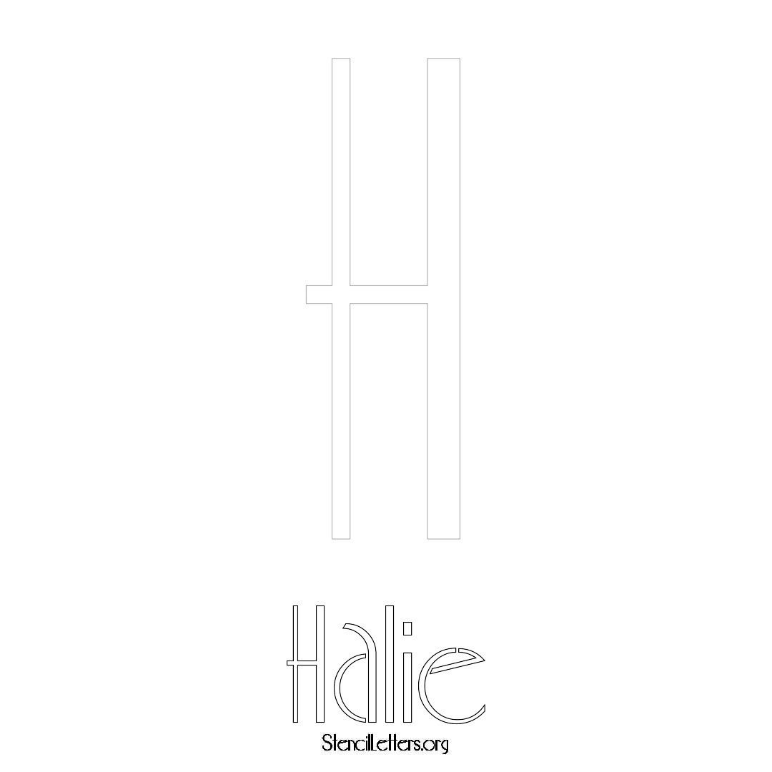 Halie printable name initial stencil in Art Deco Lettering