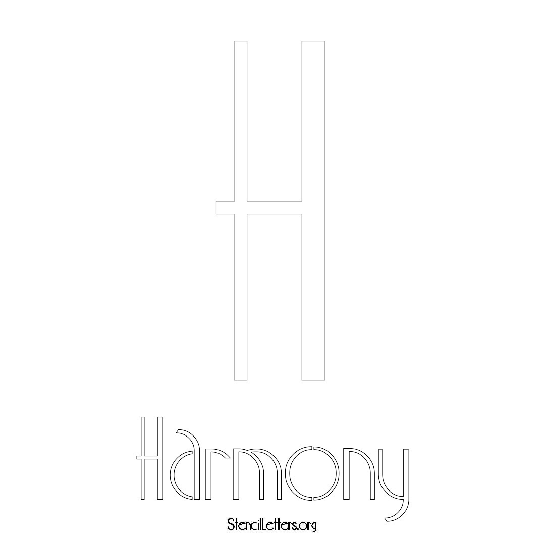 Harmony printable name initial stencil in Art Deco Lettering