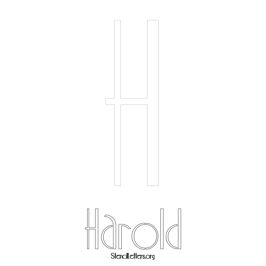 Harold printable name initial stencil in Art Deco Lettering