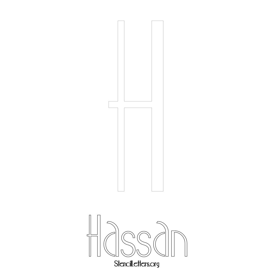 Hassan printable name initial stencil in Art Deco Lettering