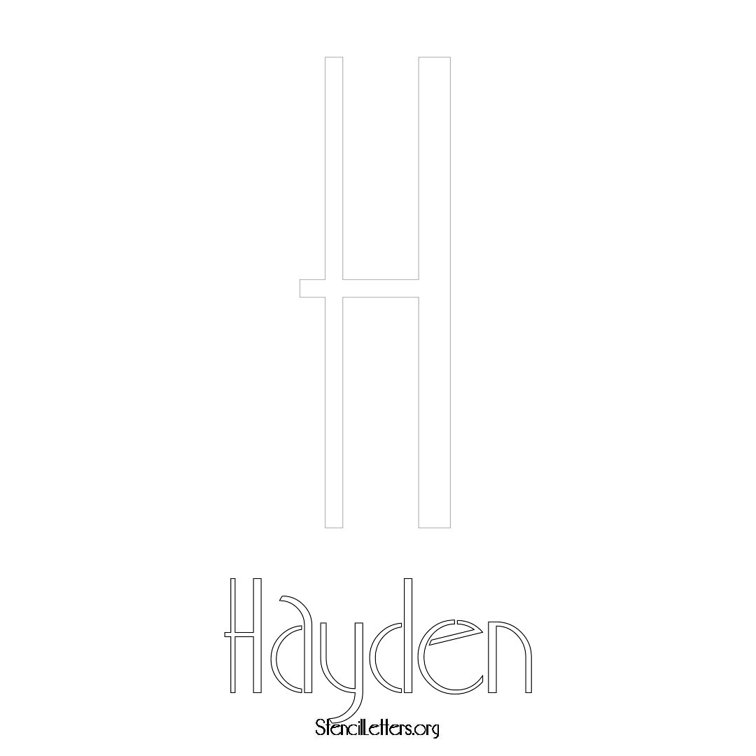 Hayden printable name initial stencil in Art Deco Lettering