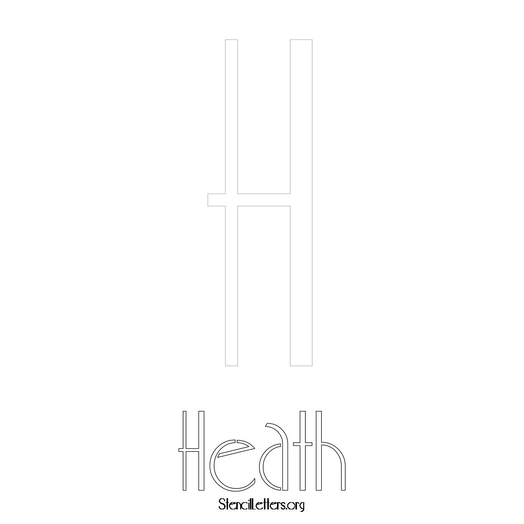 Heath printable name initial stencil in Art Deco Lettering