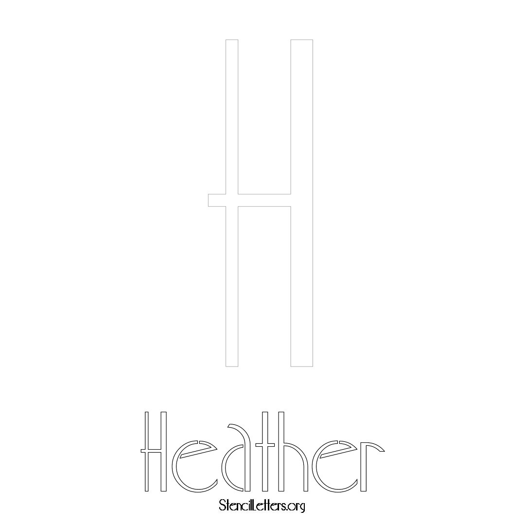 Heather printable name initial stencil in Art Deco Lettering