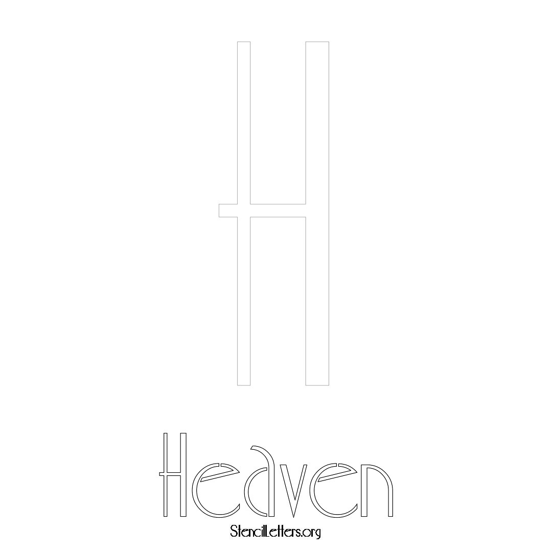 Heaven printable name initial stencil in Art Deco Lettering