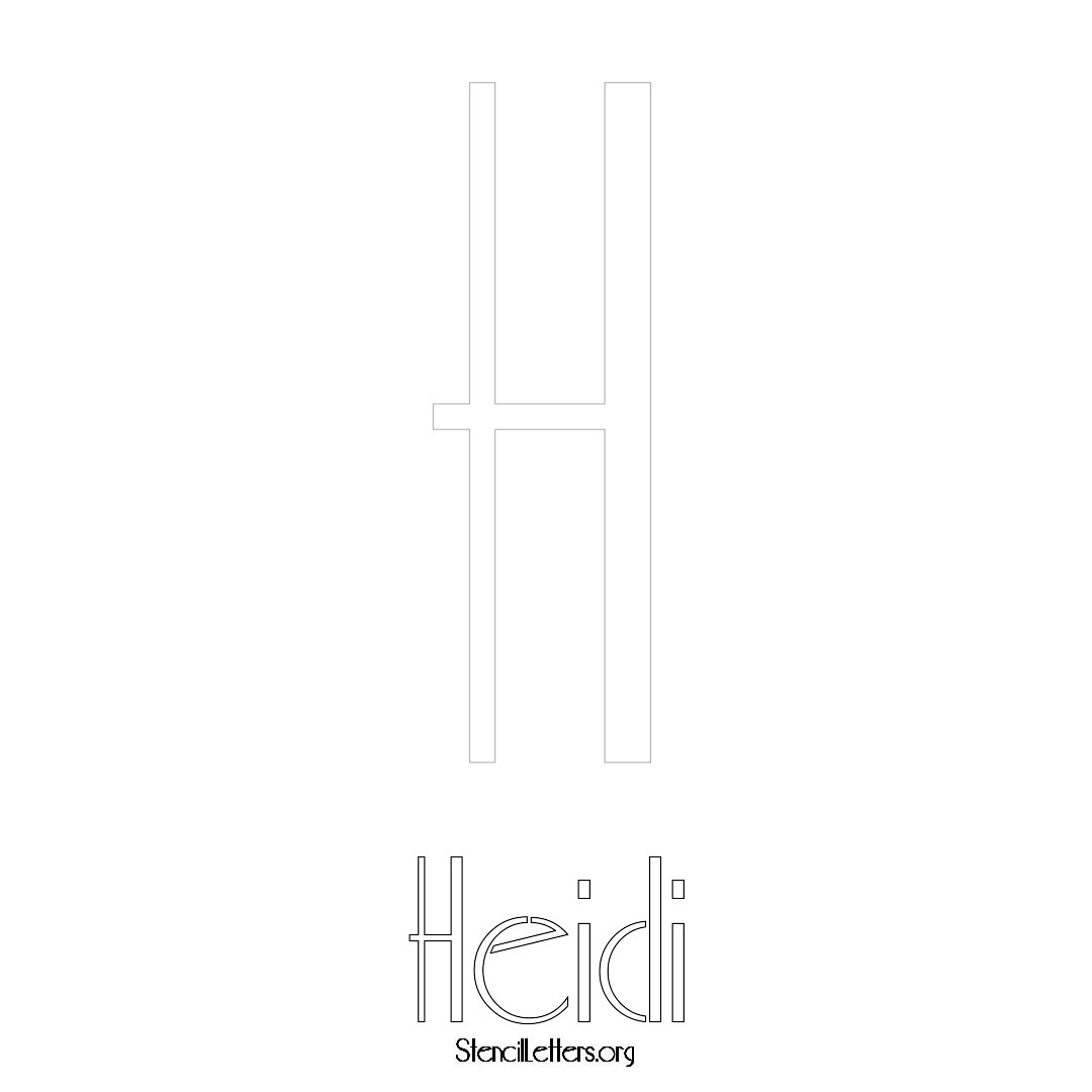 Heidi printable name initial stencil in Art Deco Lettering