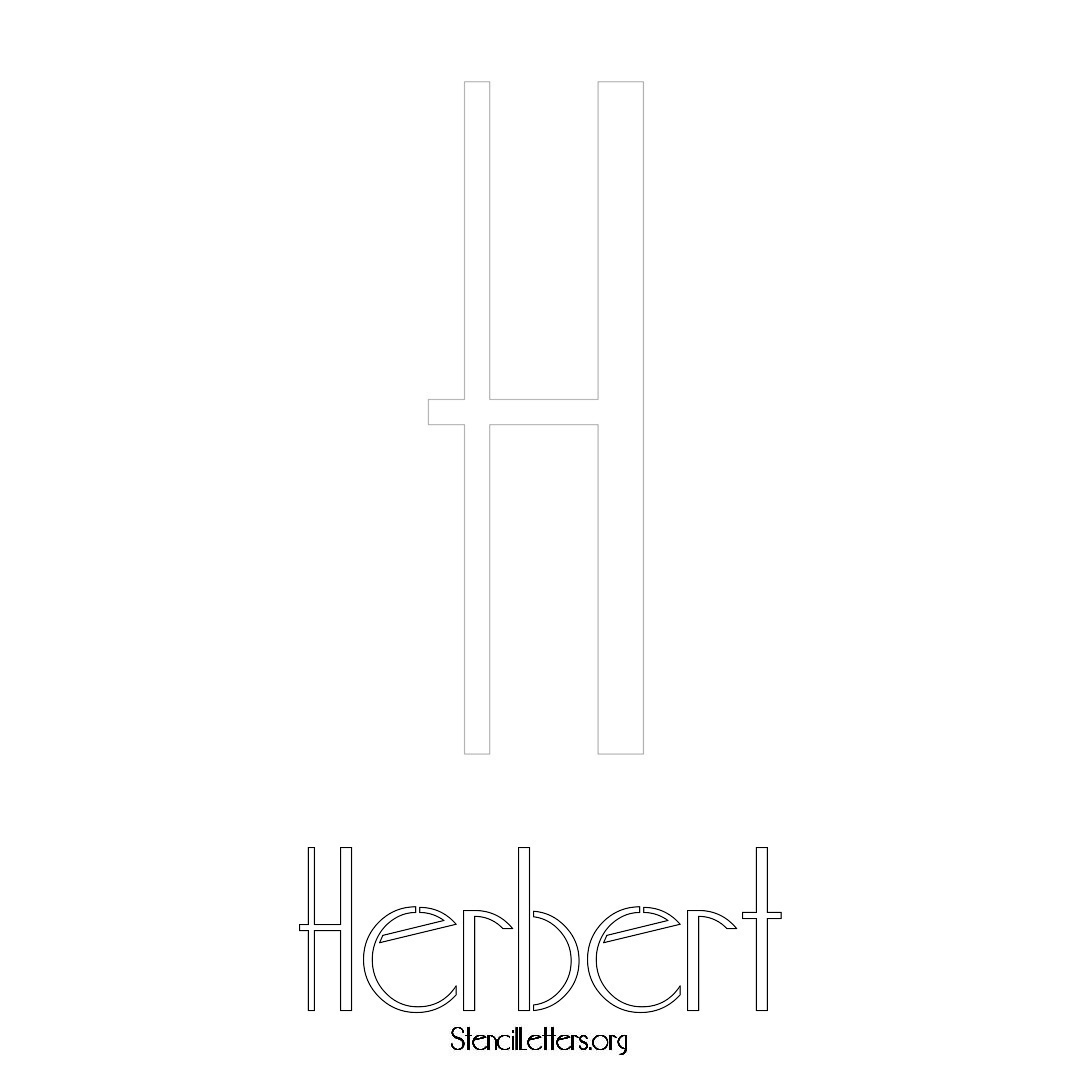 Herbert printable name initial stencil in Art Deco Lettering