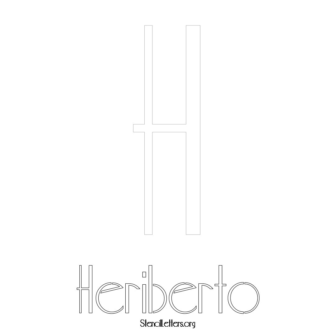 Heriberto printable name initial stencil in Art Deco Lettering