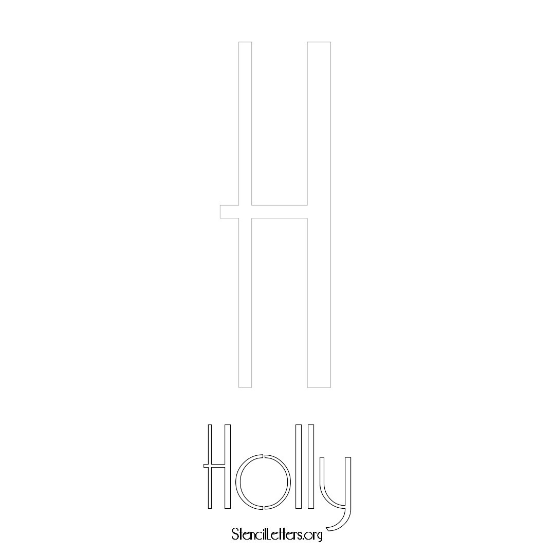 Holly printable name initial stencil in Art Deco Lettering