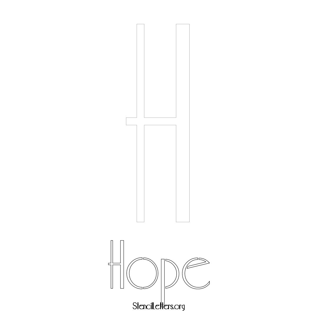 Hope printable name initial stencil in Art Deco Lettering