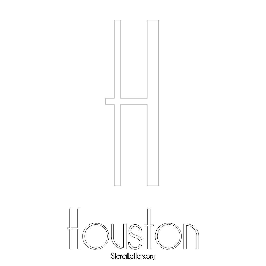 Houston printable name initial stencil in Art Deco Lettering