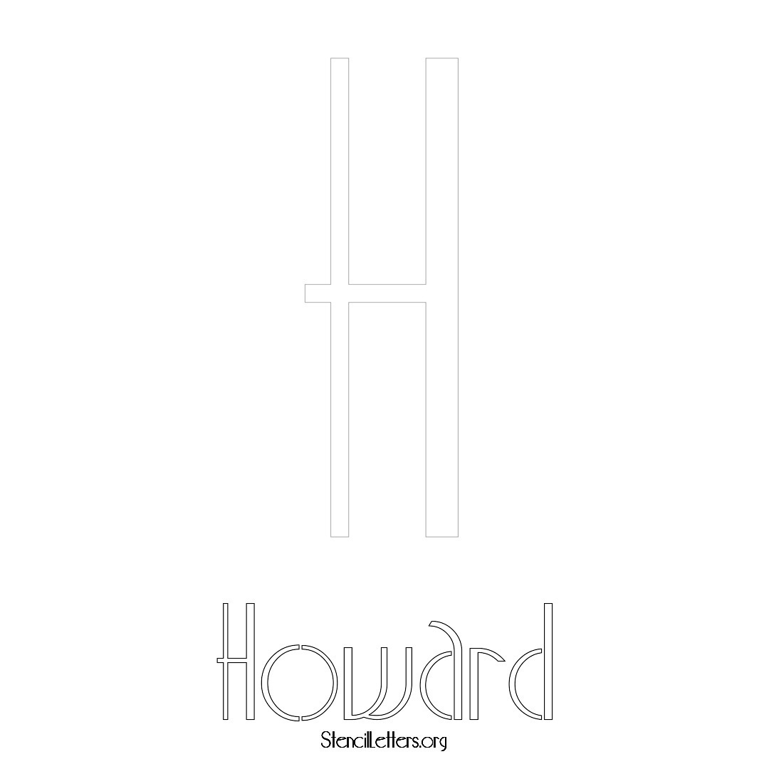 Howard printable name initial stencil in Art Deco Lettering