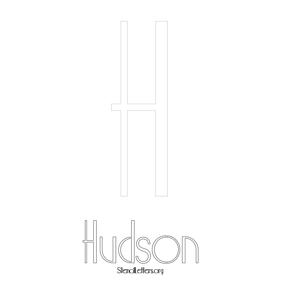 Hudson printable name initial stencil in Art Deco Lettering