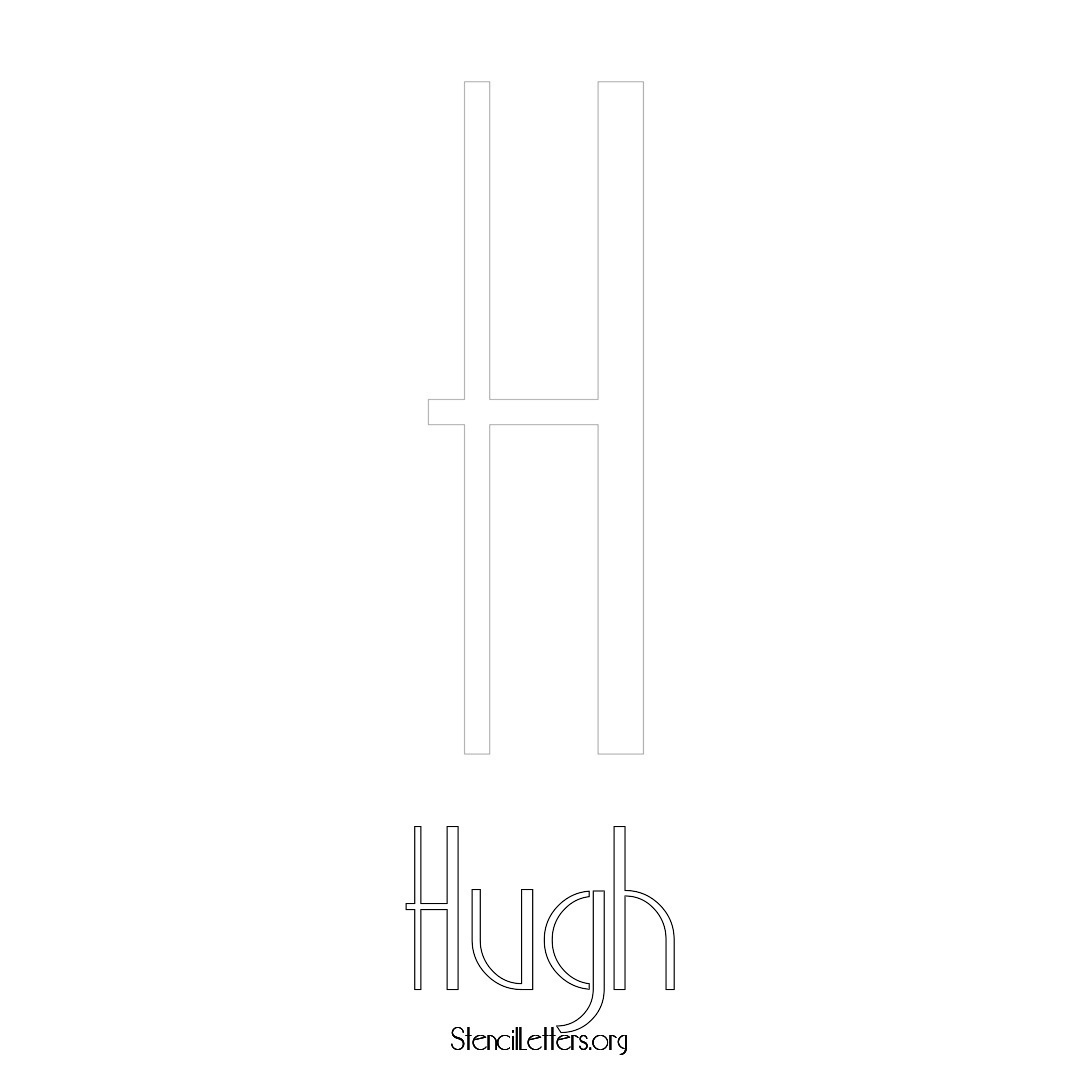 Hugh printable name initial stencil in Art Deco Lettering