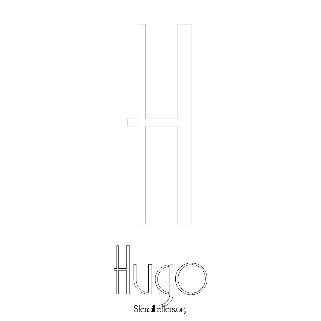 Hugo printable name initial stencil in Art Deco Lettering
