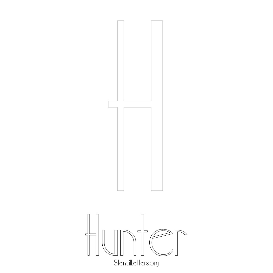 Hunter printable name initial stencil in Art Deco Lettering