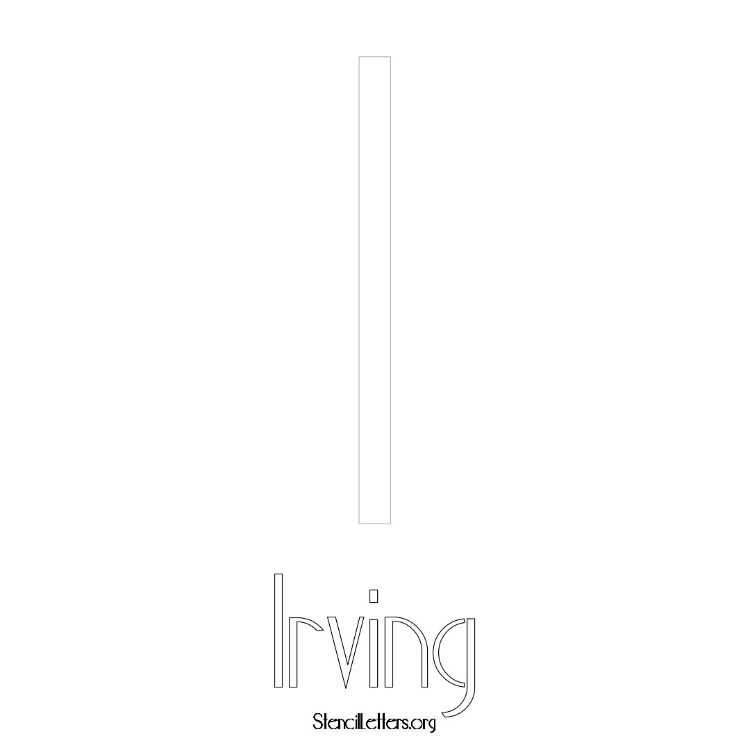 Irving printable name initial stencil in Art Deco Lettering