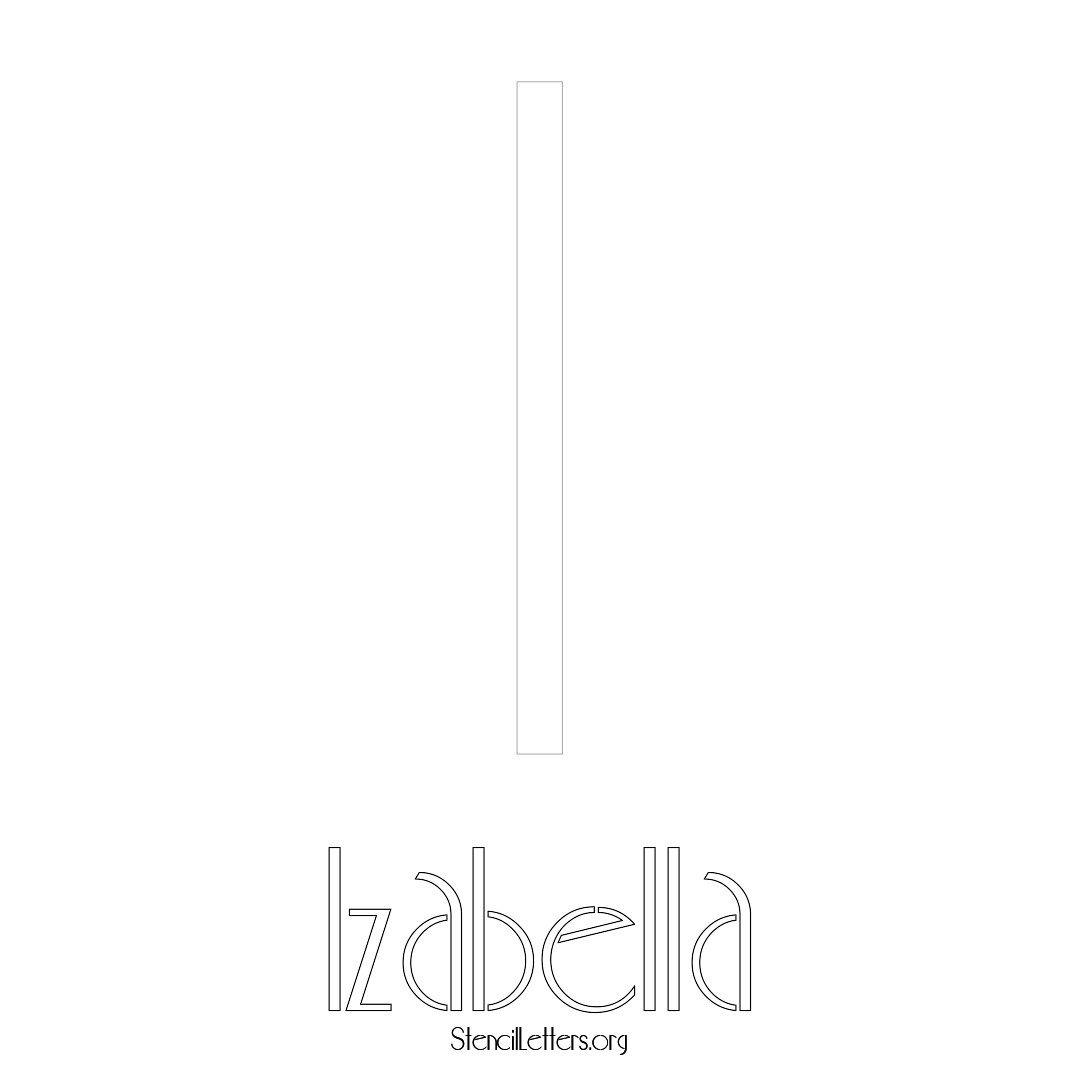 Izabella printable name initial stencil in Art Deco Lettering