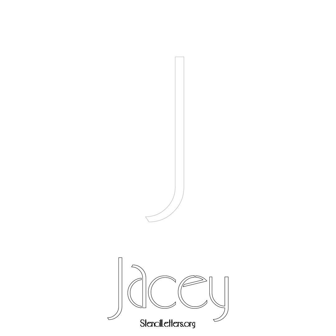 Jacey printable name initial stencil in Art Deco Lettering