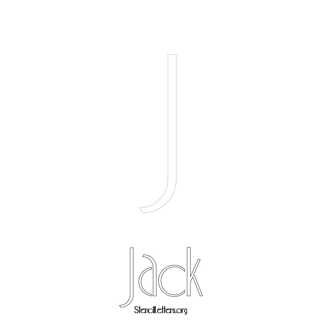 Jack printable name initial stencil in Art Deco Lettering