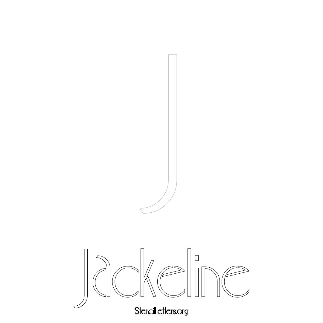 Jackeline printable name initial stencil in Art Deco Lettering