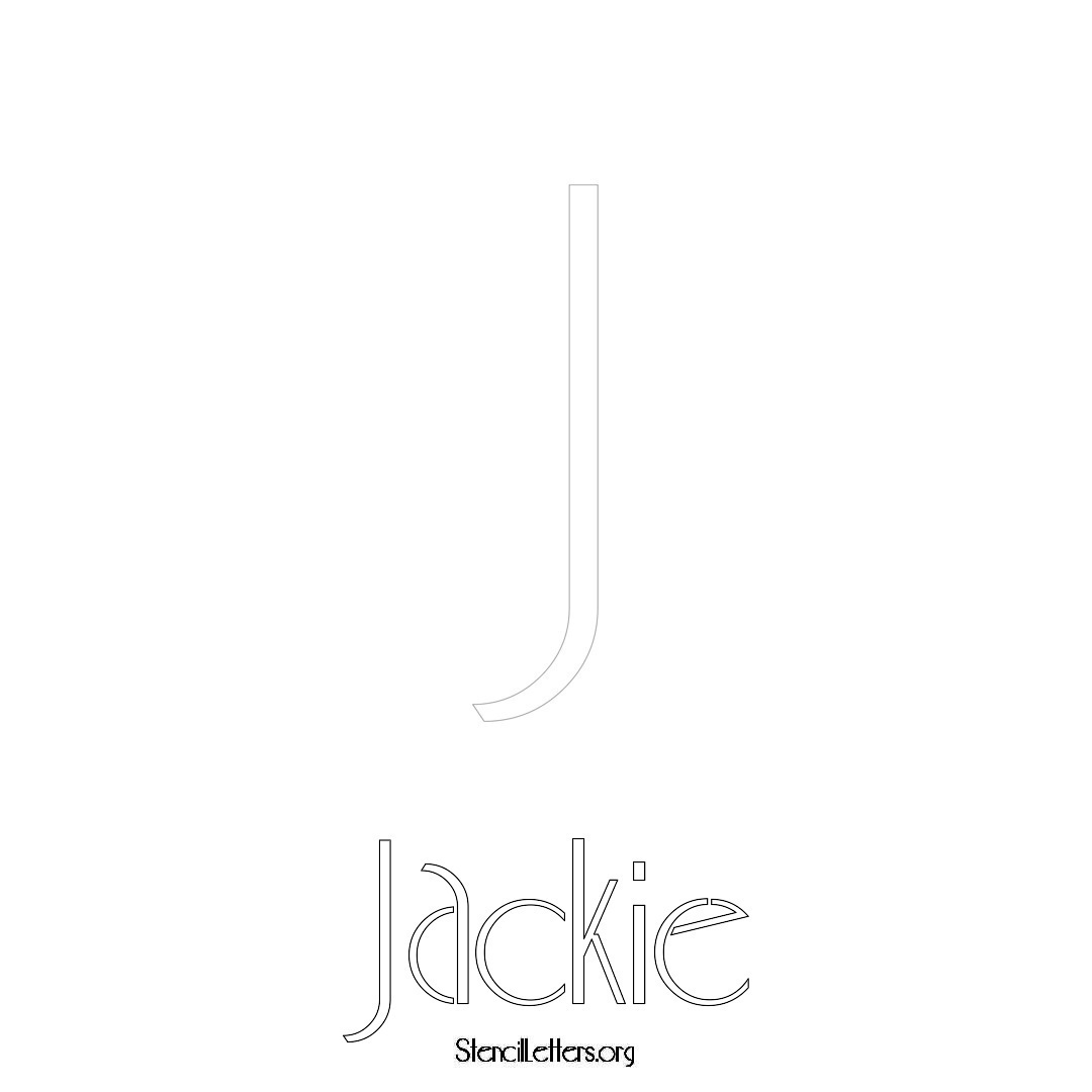 Jackie printable name initial stencil in Art Deco Lettering