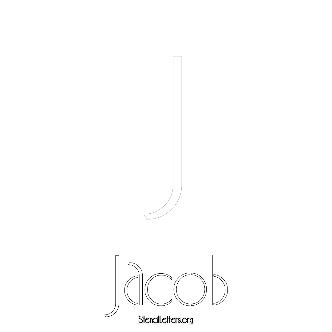 Jacob printable name initial stencil in Art Deco Lettering
