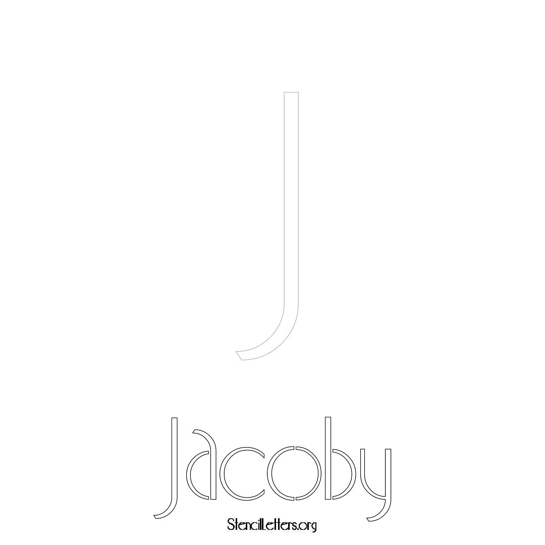 Jacoby printable name initial stencil in Art Deco Lettering