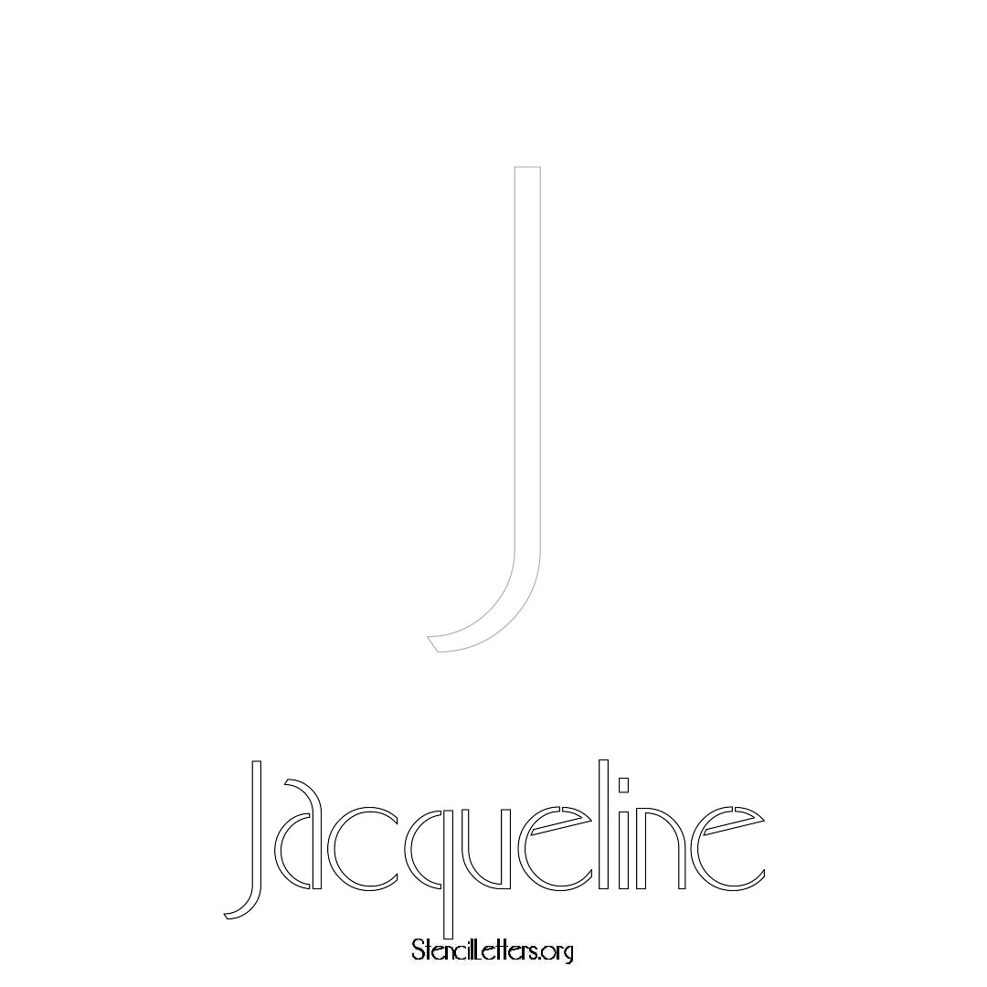 Jacqueline printable name initial stencil in Art Deco Lettering