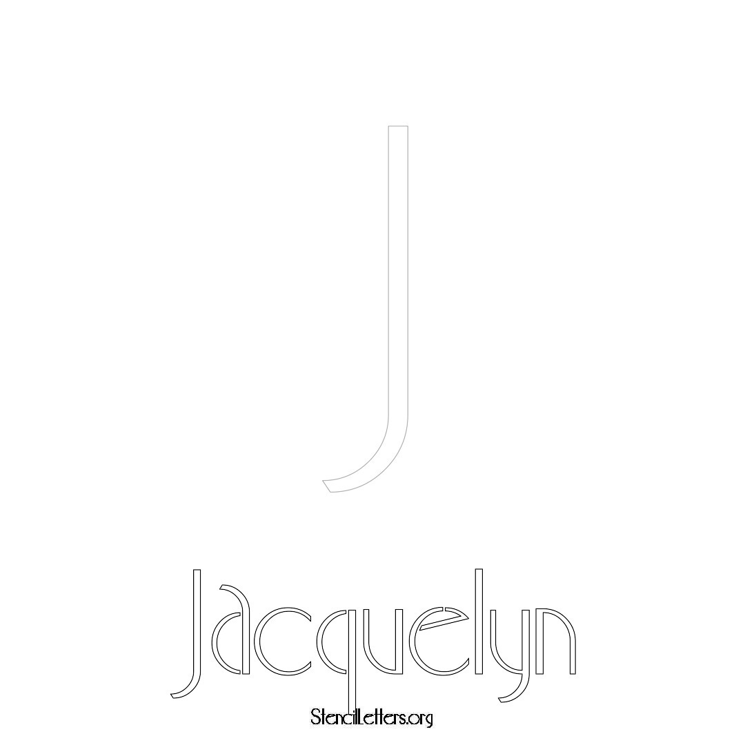 Jacquelyn printable name initial stencil in Art Deco Lettering