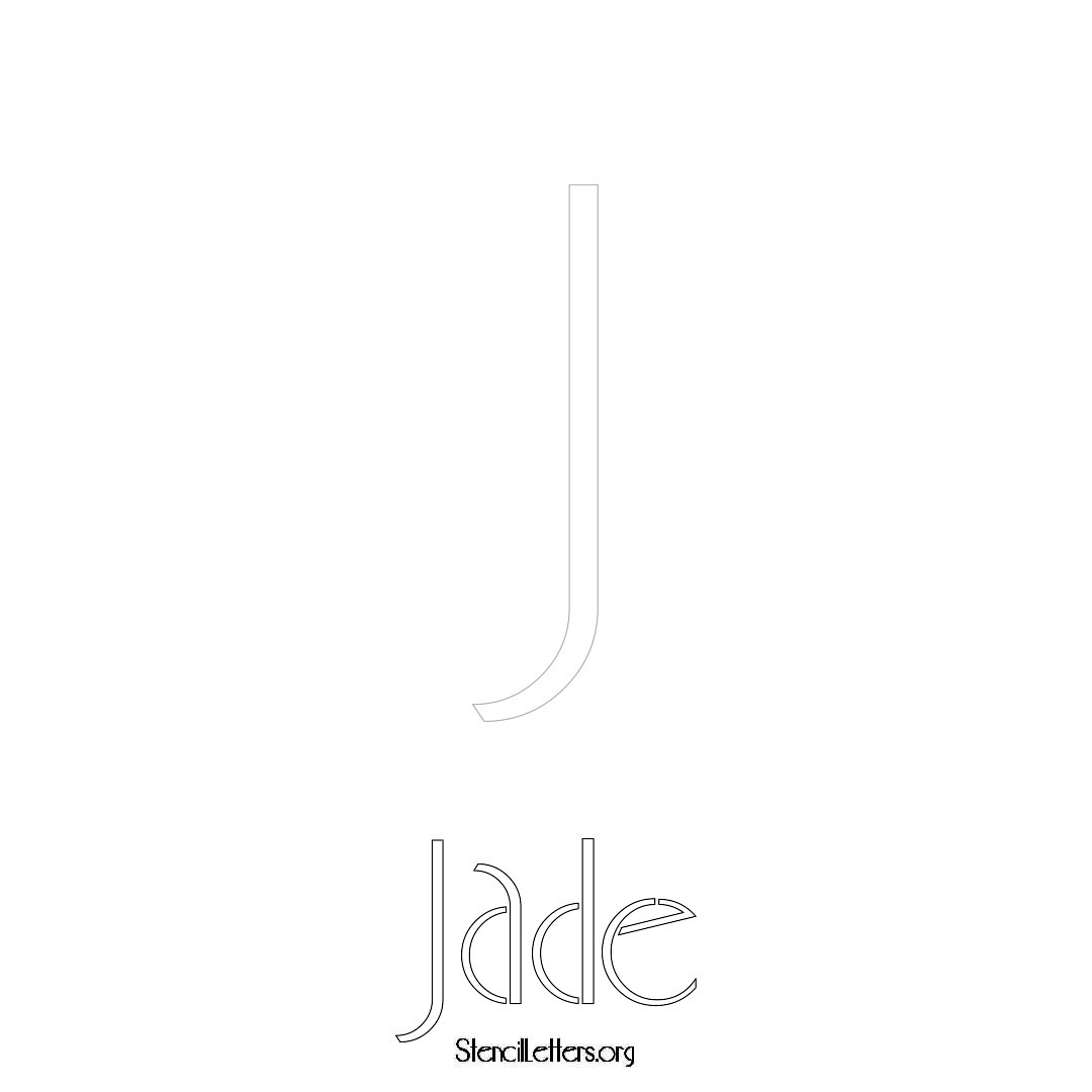 Jade printable name initial stencil in Art Deco Lettering