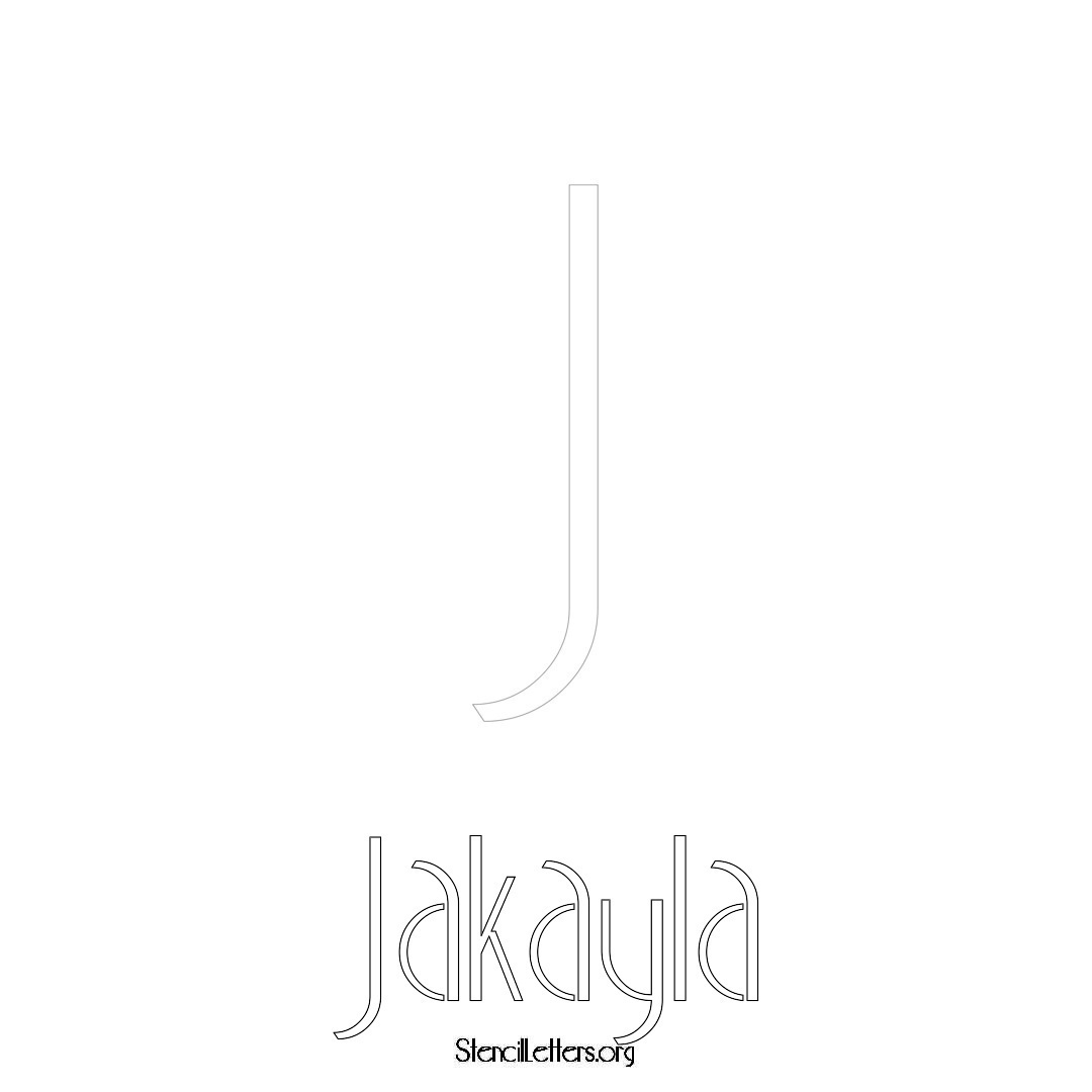 Jakayla printable name initial stencil in Art Deco Lettering