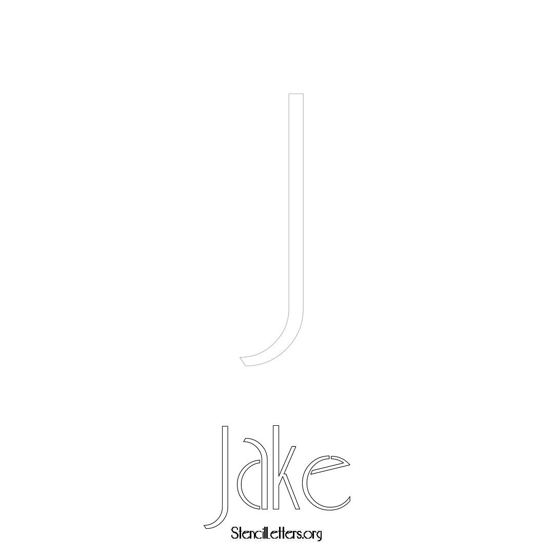 Jake printable name initial stencil in Art Deco Lettering