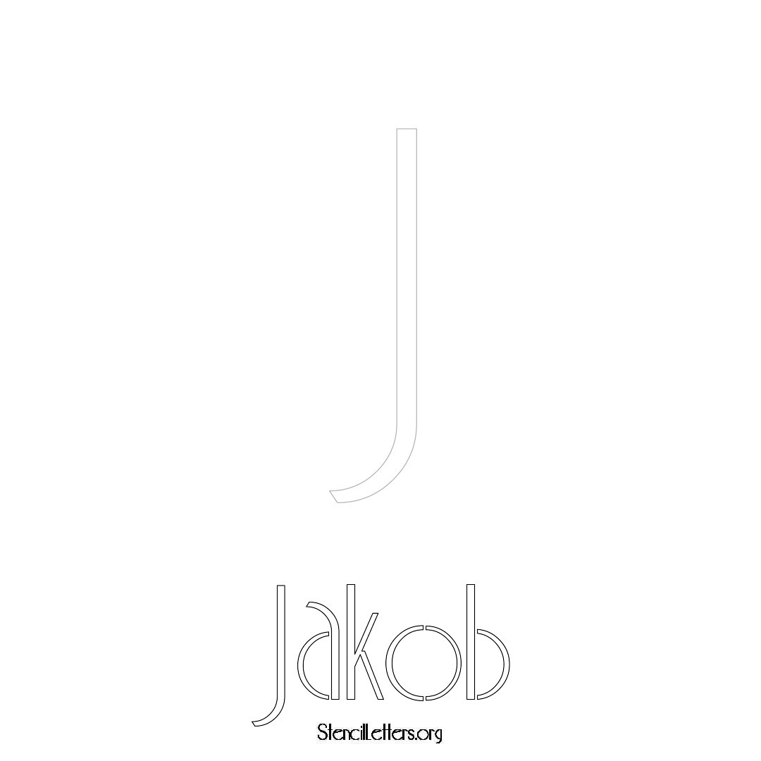 Jakob printable name initial stencil in Art Deco Lettering